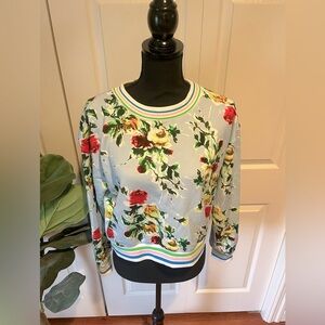 Milly Floral Sweatshirt with Multicolor Trim